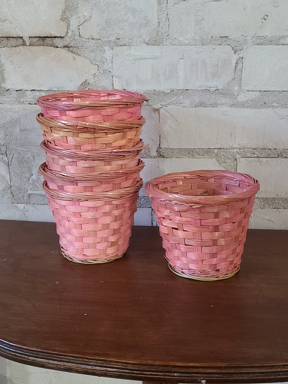 Mini Pink Wicker Baskets