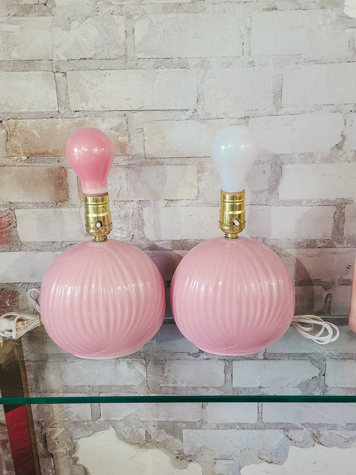 Adorable 80s Pink Lamps (set of 2; no shade)