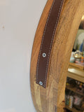 Round Wood Mirror with Leather Strap