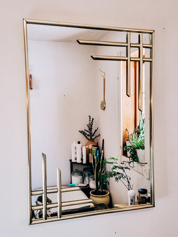 Gold Framed Mirror with Inset Details