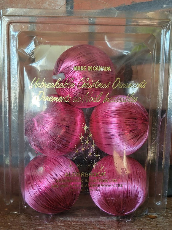 Vintage Pink Threaded Ornaments (set of 5)