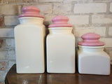 Set of 3 Pink Floral Canisters