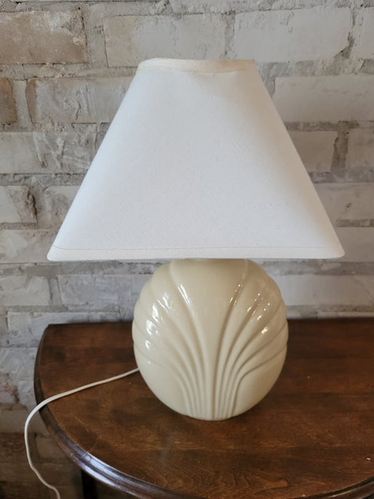 80s Cream Art Deco Style Lamp