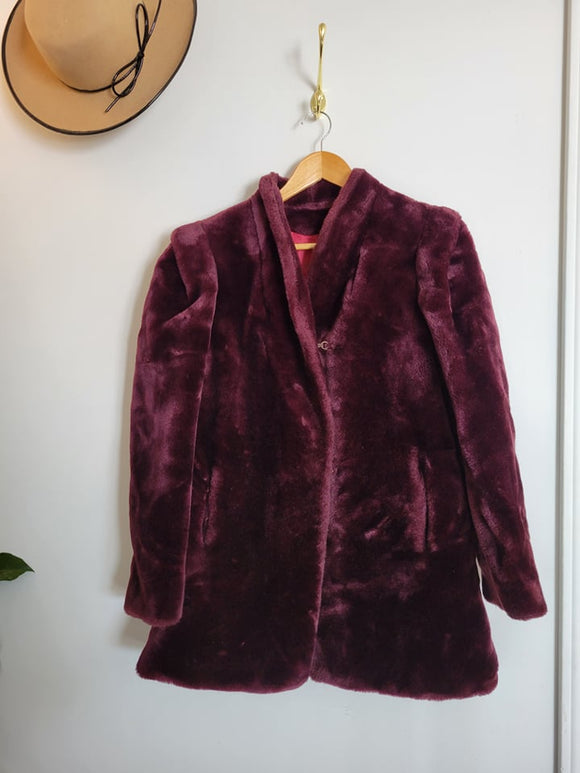 Dark Purple Faux Fur Coat