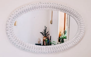 Large Oval Wicker Mirror
