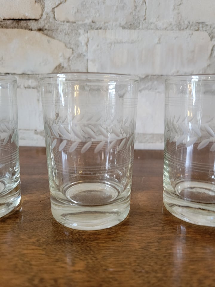 4 Etched Juice Glasses