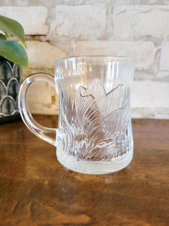 Textured Glass Floral Mug