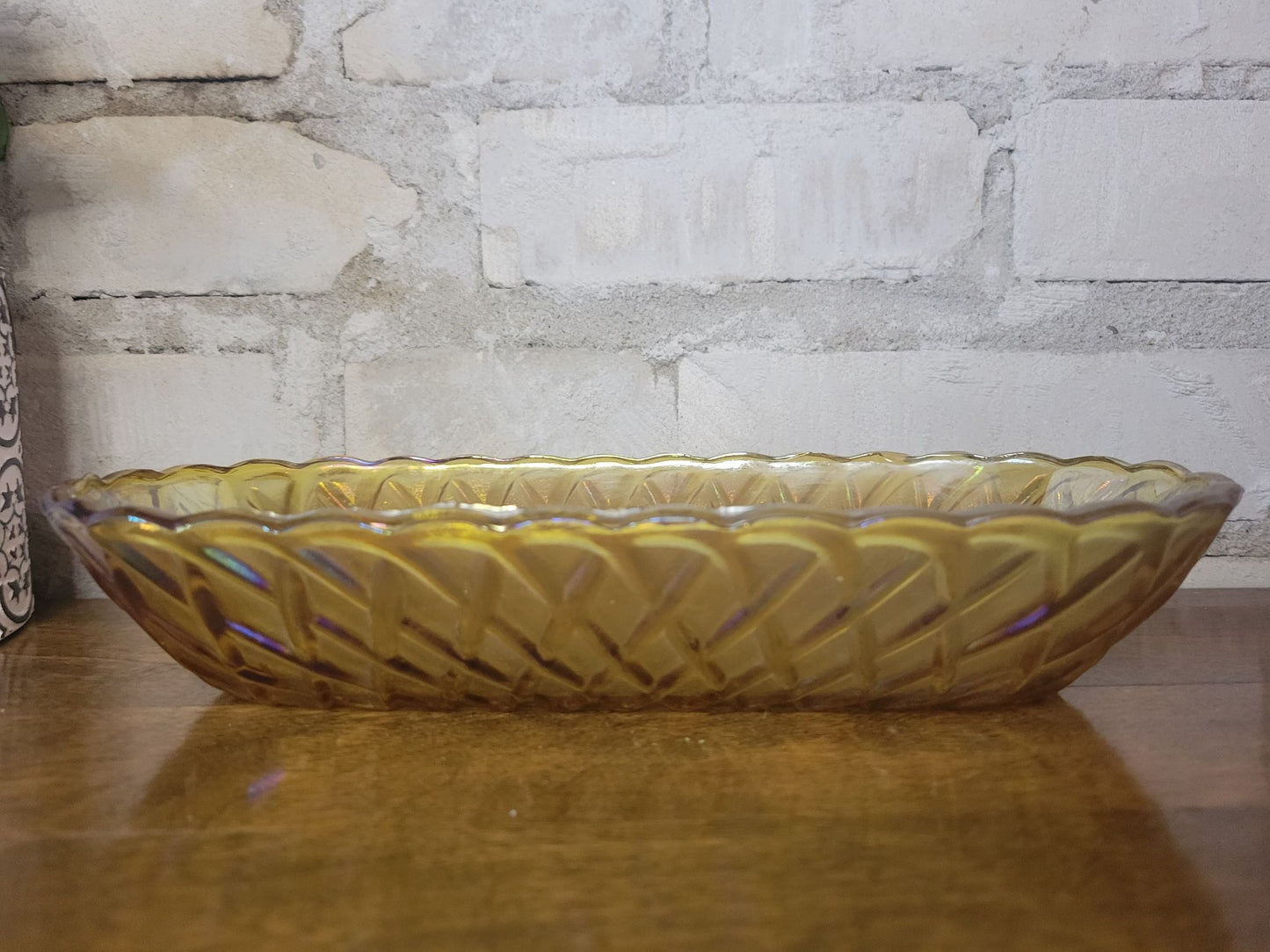 Carnival Glass Lattice Bowl/Tray
