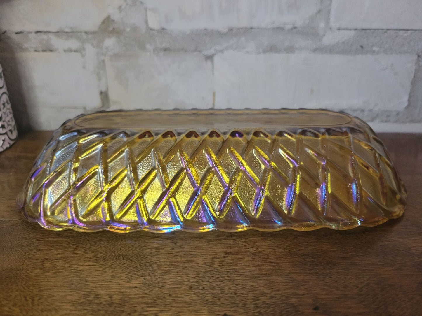 Carnival Glass Lattice Bowl/Tray