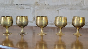 Set of 5 Etched Brass Shot Goblets