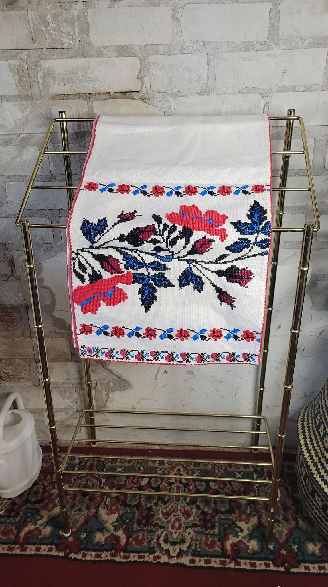 Floral Swedish Table Runner (small stain) Approx. 50 x 11