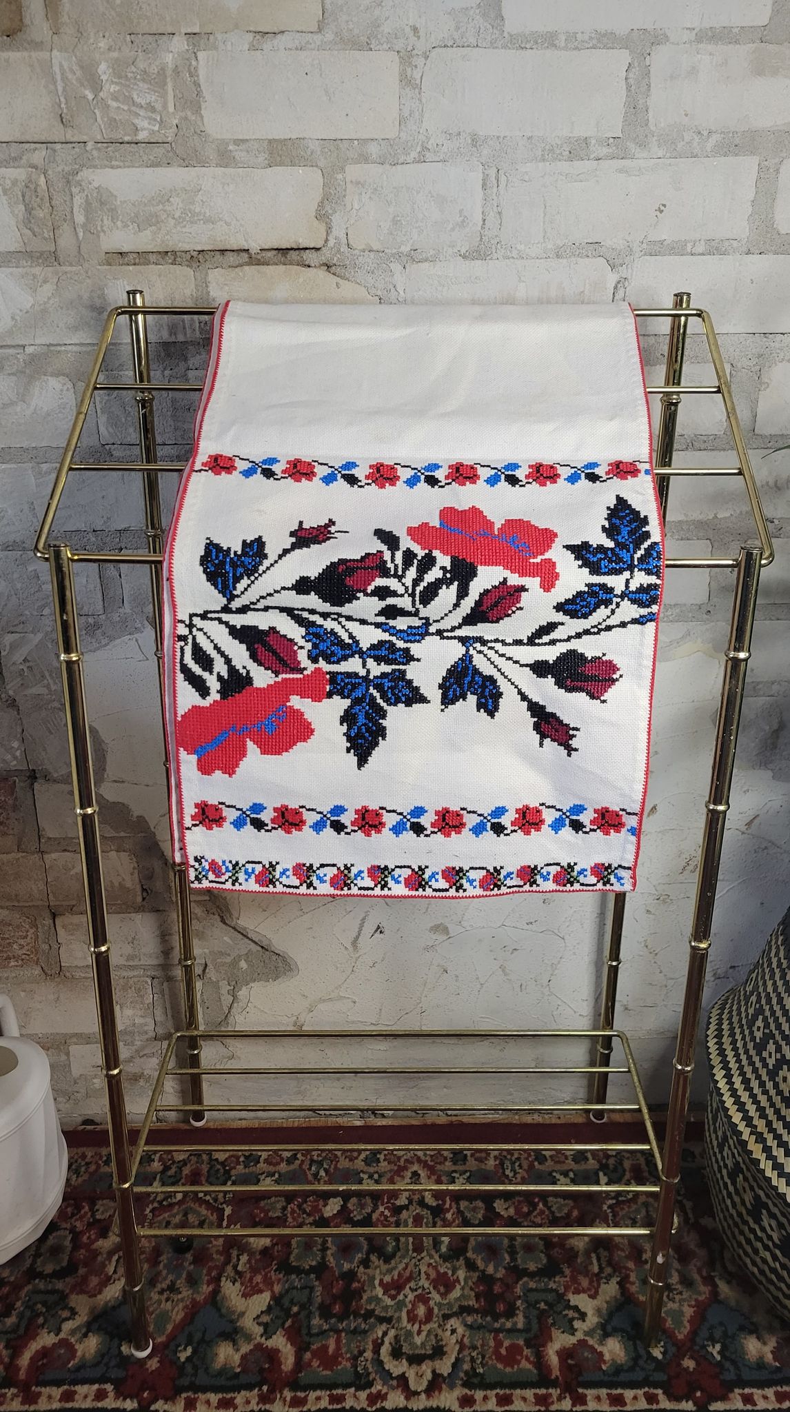 Floral Swedish Table Runner (small stain) Approx. 50 x 11