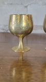 Set of 5 Etched Brass Shot Goblets
