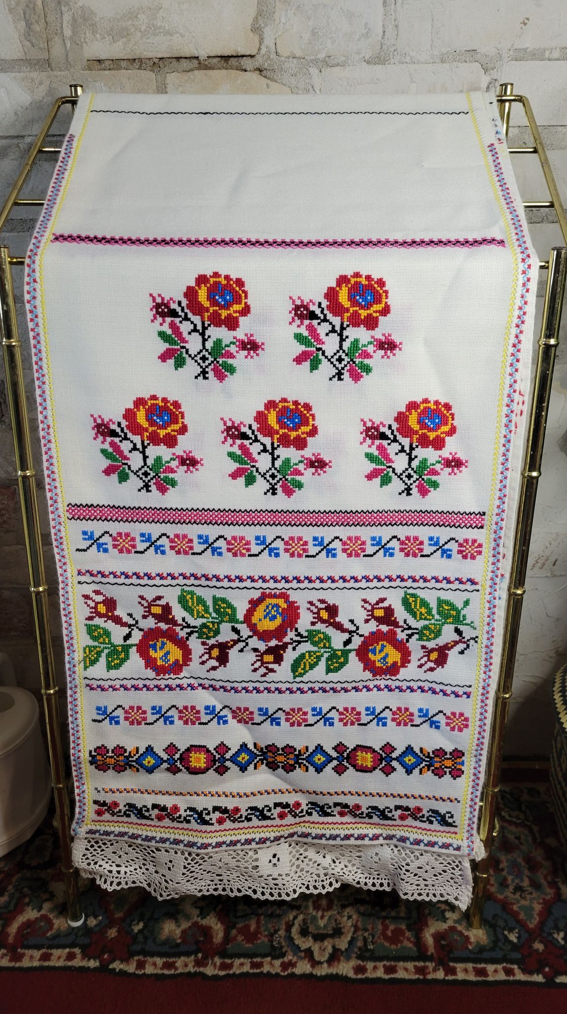 Colourful 98 inch long Swedish Table Runner