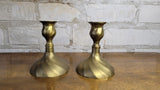 Set of 2 Bell/Scalloped Brass Candle Sticks