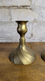 Set of 2 Bell/Scalloped Brass Candle Sticks