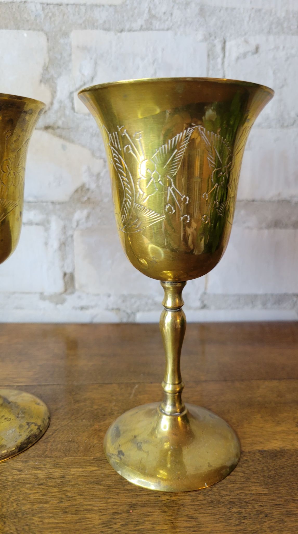 Brass Goblets Matching Pair