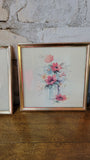 Set of 4 Paul Whitney Hunter Floral Prints in Brass Frames