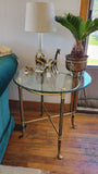 Glass and Brass Coffee Table and End Tables (x2)