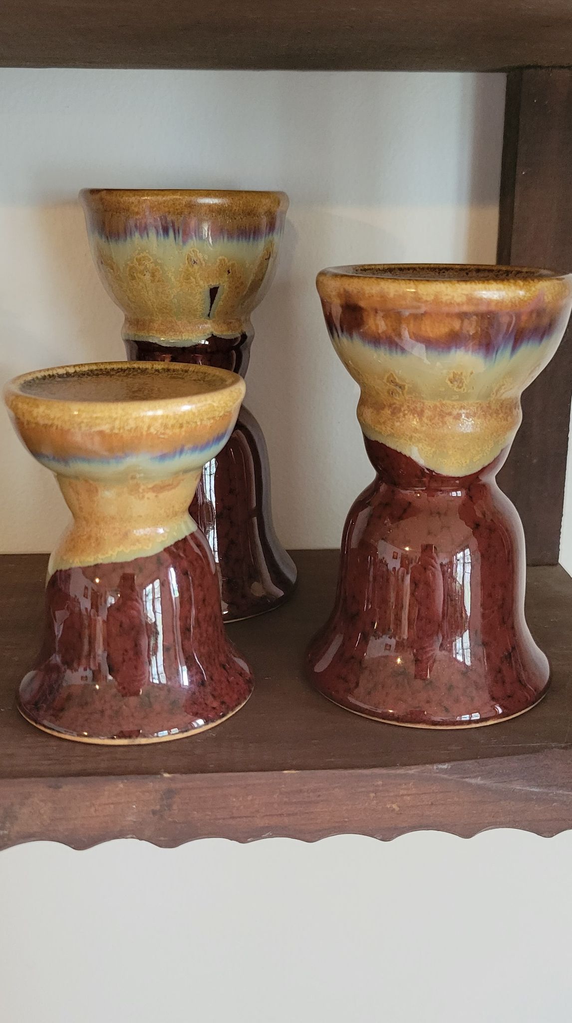 3 Drip Glaze Pottery Candle Pillars