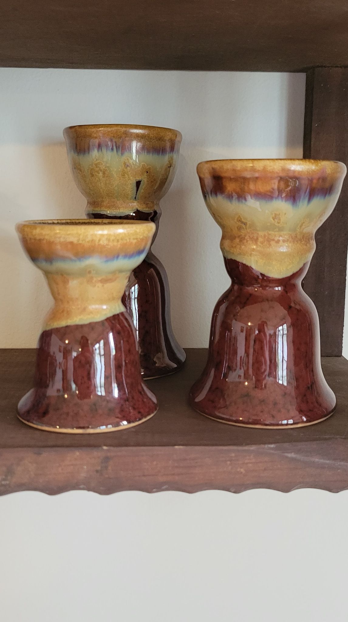 3 Drip Glaze Pottery Candle Pillars