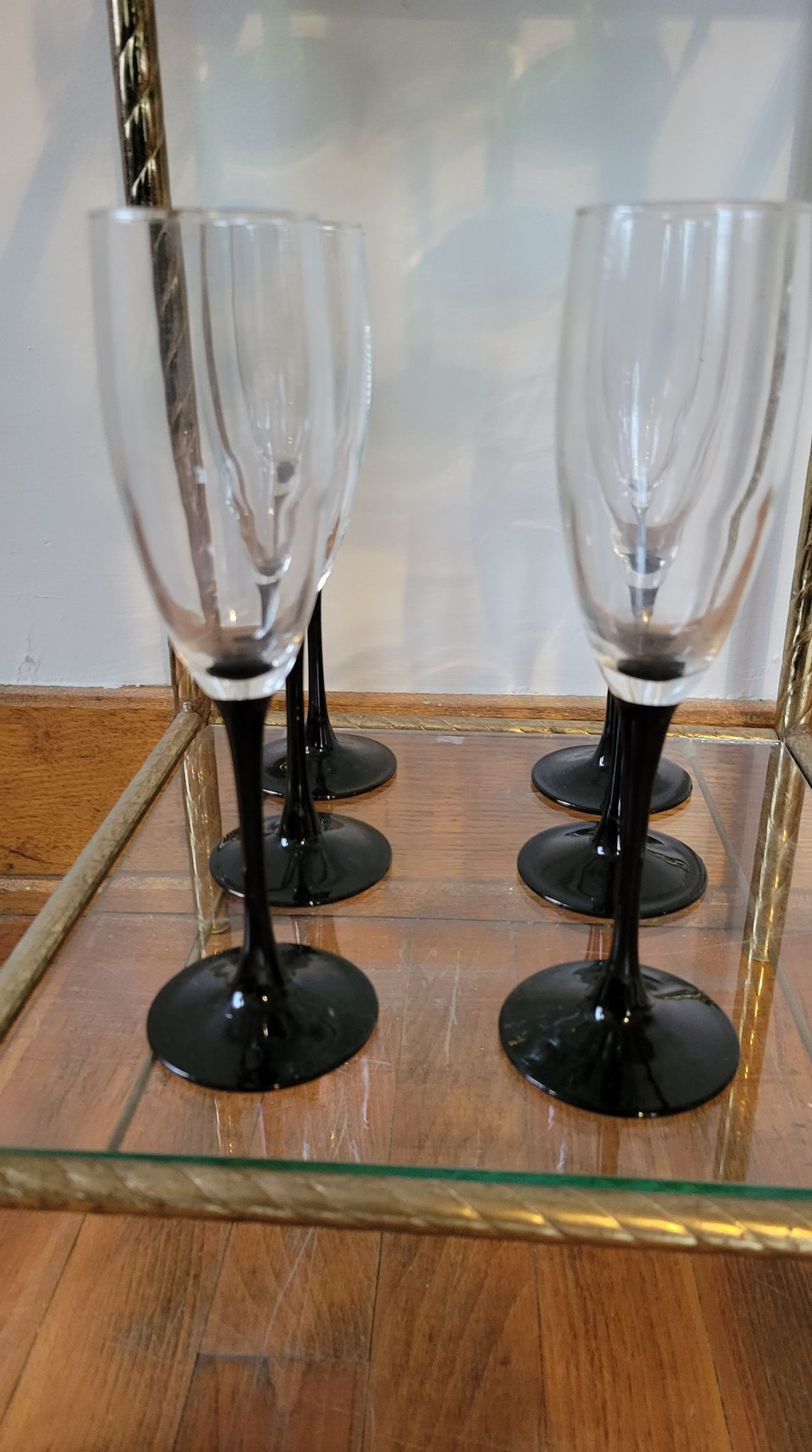 Vintage Luminarc France Champagne Flutes/Black Stemmed Champagne  Glasses/Black Stemmed Champagne Flutes/Marked France/Optic Swirl/Set of 2 —  Kindred