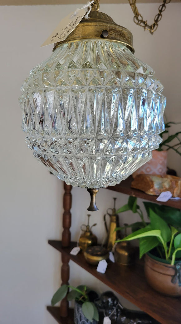 Vintage Cut Crystal Like Swag Lamp