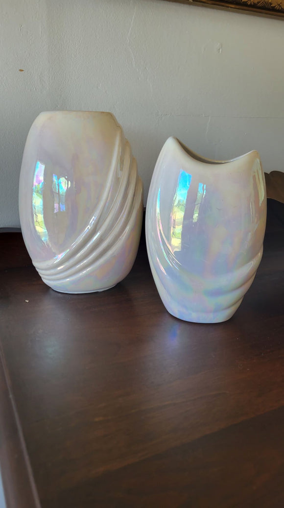 Mother of Pearl Art Deco 80s Vases (set of 2)