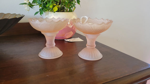 Satin Pink Tea Light Holders (Fairy lamp base) Set of 2.